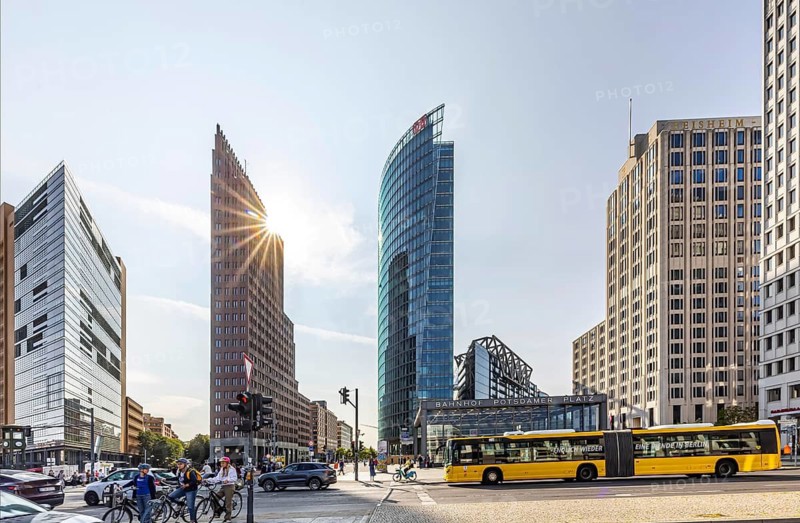 Modern office buildings, tower blocks at Potsdamer Platz Berlin, Germany