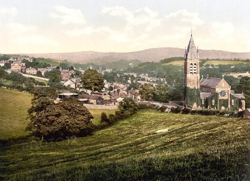 Von Westen, Tavistock, England / From the west, England, Historic, digitally restored reproduction from a 19th century original, 1880, Record date not stated