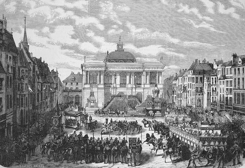 Historical festival 1869 in Saint Omer, Saint-Omer, commemorating the entry of William I Clito (25 October 1102) (28 July 1128), Duke of Flanders, France, Historical, digitally restored reproduction of a 19th century original, exact original date unknown