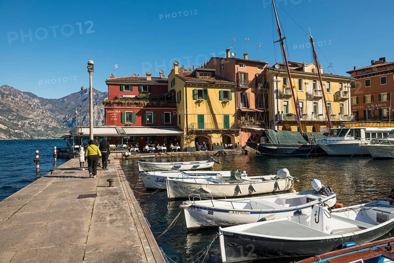 Picturesque village with colorful houses on the lake, Malcesine, Lake Garda, Verona province, Veneto region, Italy