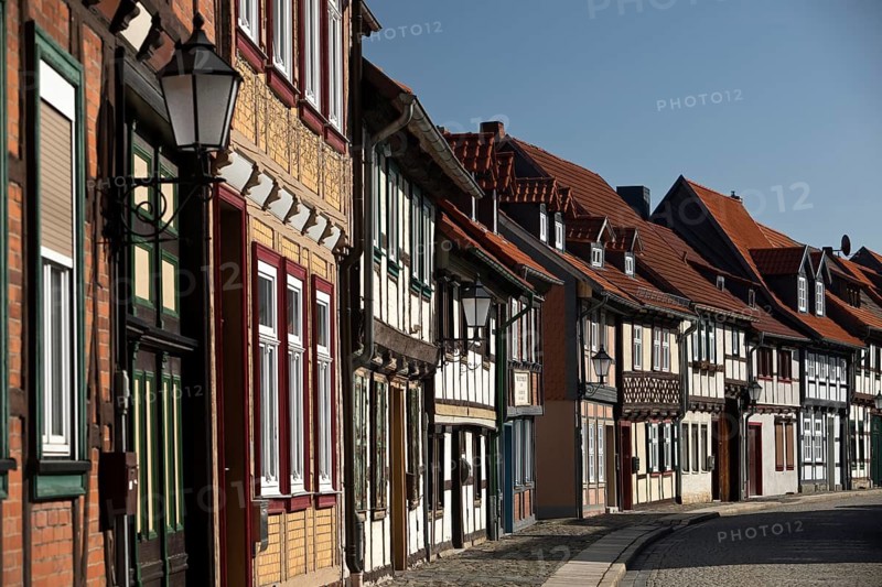Half-timbered houses in the old town centre, Wernigerode, Harz, Saxony-Anhalt, Germany
