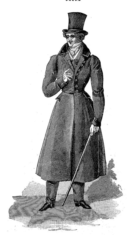 Men's fashion from 1828 in Germany, historical, digital reproduction of an original from the 19th century