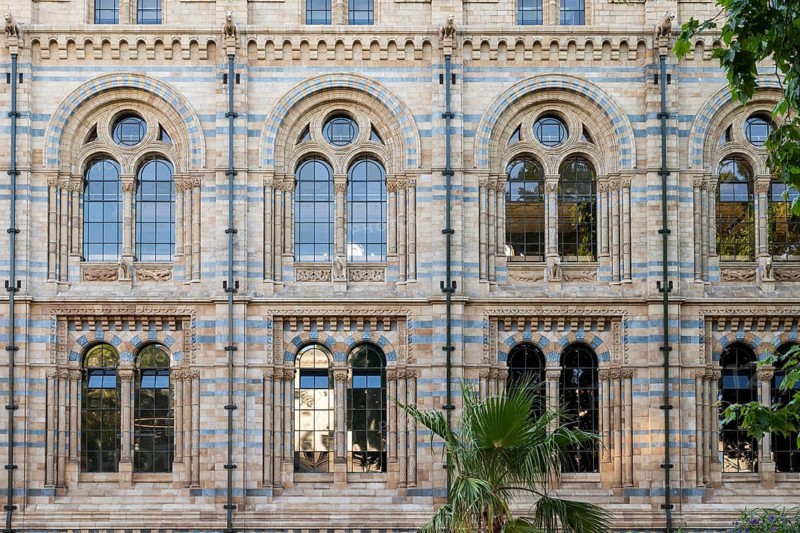 Façade, Natural History Museum or Natural History Museum, built in 1860 in Romanesque-Byzantine style, South-Kensington, London, England, Great Britain