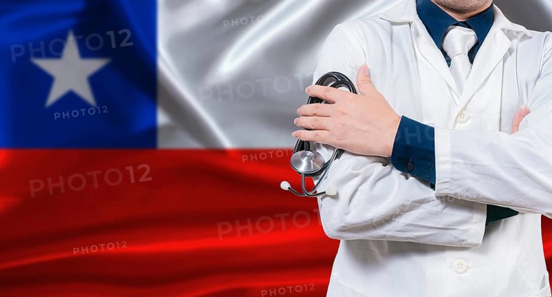 Chilean national health system, Medical professional holding sthetoscope isolated