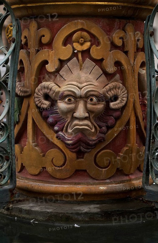 Detail, Widder, Löwenbrunnen, Schwäbisch Gmünd, Baden-Württemberg, Germany