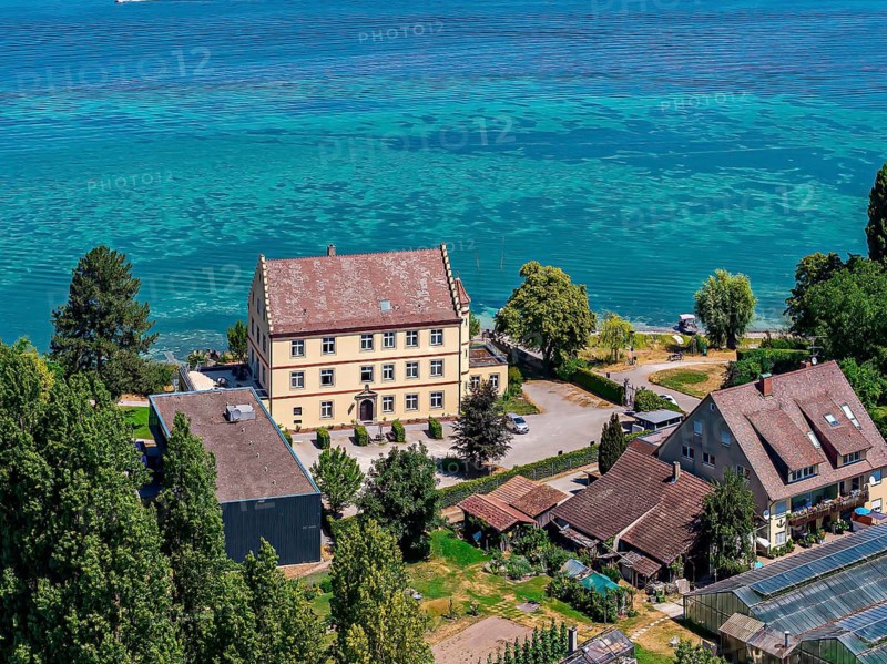 Windegg Castle on the Lake Constance island of Reichenau. The owner is EnBW Energie Baden-Württemberg, which operates the property as a leisure home and conference hotel. Reichenau, Baden-Württemberg, Germany