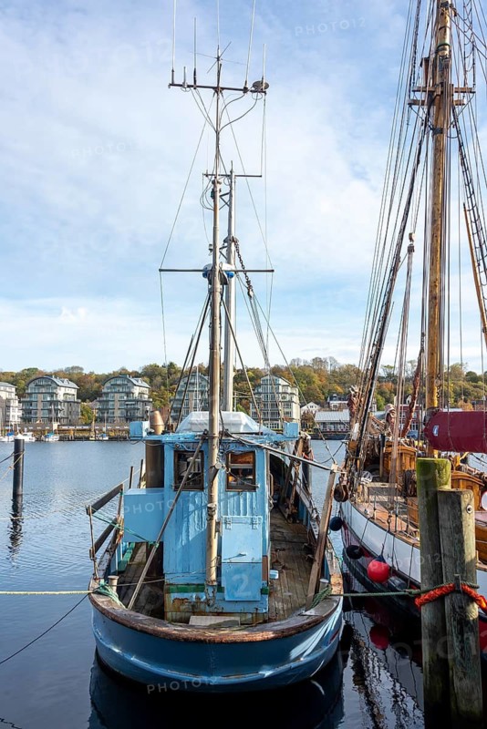 Fishing boat in the harbour, Baltic Sea, Flensburg, Schleswig-Holstein, Germany