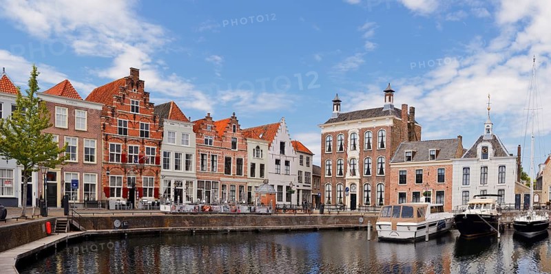Houses at the city harbor, Goes, Zuid-Beveland, Zeeland, Netherlands