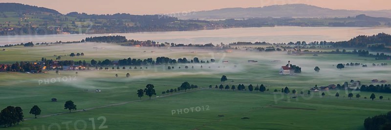 Pilgrimage church of St Coloman, Forggensee, Schwangau, Schwanengau plain, Koenigswinkel, Ostallgaeu, Allgaeu, Swabia, Bavaria, Germany