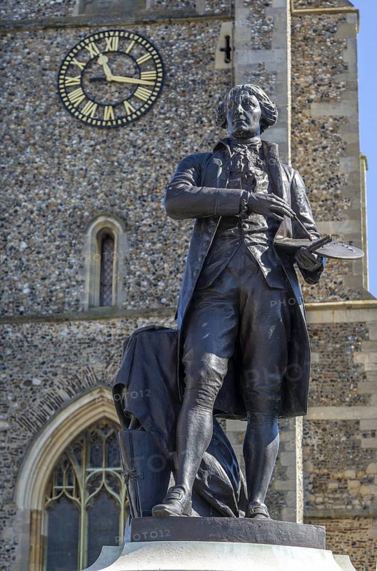 Statue of artist Thomas Gainsborough 1727-1785, church of Saint Peter, Sudbury, Suffolk, England, UK