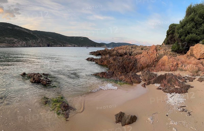Morning atmosphere on the beach, Plage d'Arone, Corsica, France