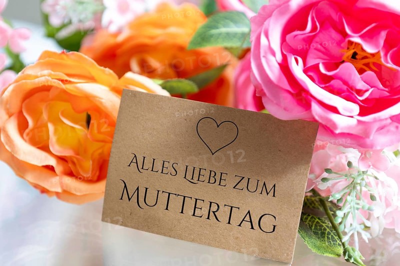 Loving Mother's Day greeting on a card surrounded by flowers (with added text ALL THE LOVE FOR MOTHER'S DAY)