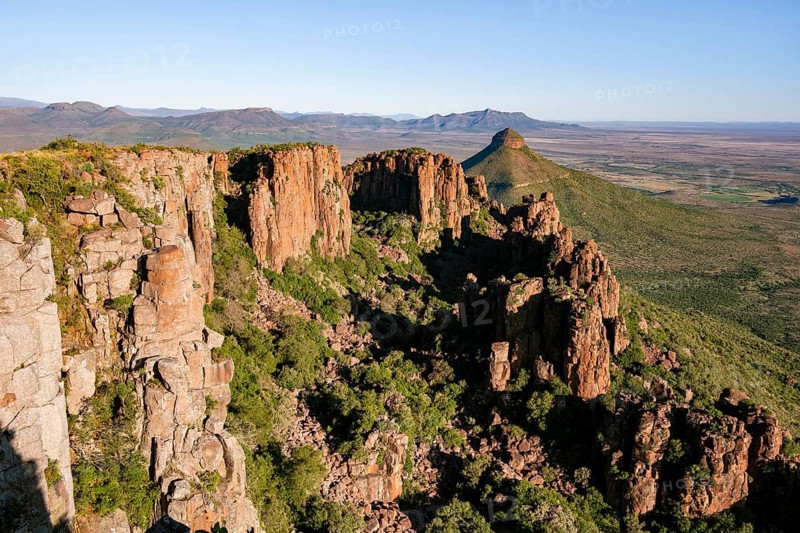 View of the Valley of Desolation, eroded rock needles from Dolorit, Camdeboo National Park, Graaff-Reinet, Eastern Cape, South Africa