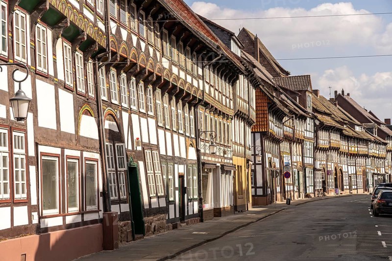 Row of half-timbered houses in Tiedexer Straße, Einbeck, district of Northeim, Lower Saxony, Germany