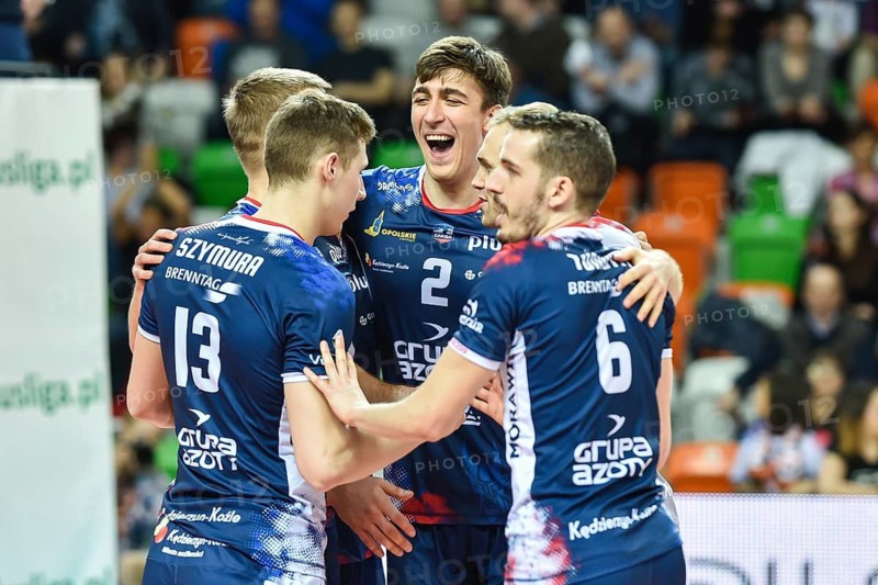 LUBIN, POLAND - FEBRUARY20, 2019: Men's Volleyball Polish PlusLiga match Cuprum Lubin - ZAKSA Kedzierzyn-Kozle 0:3. Joy team of Zaksa