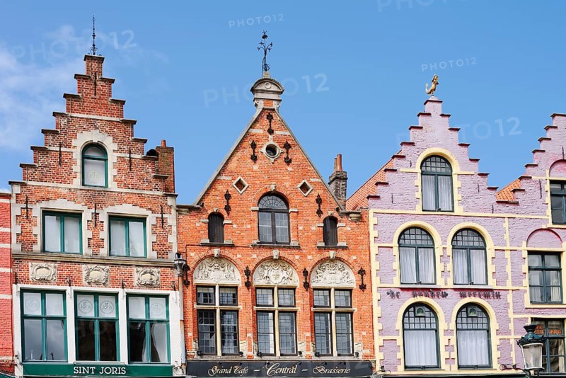 Guild houses on the Grote Markt square, Bruges, West Flanders, Flanders, Belgium