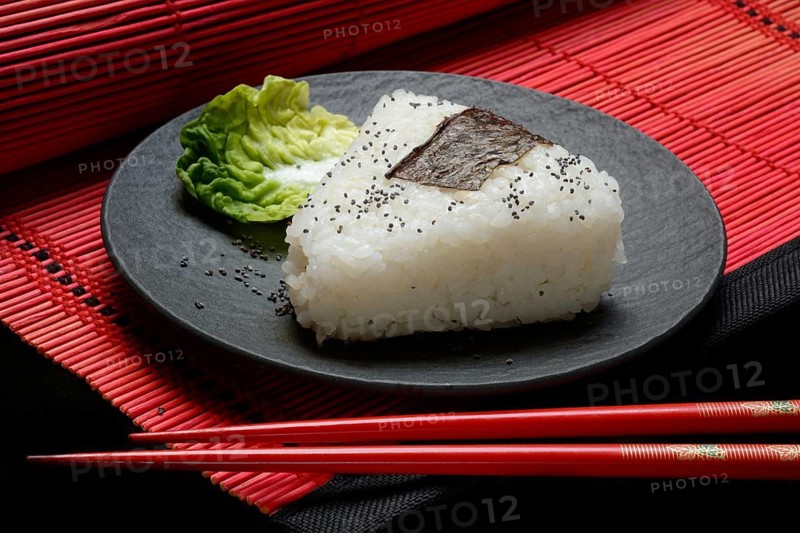 Onigiri, Japanese rice on plate, rice balls