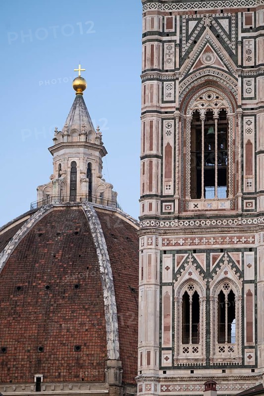 Campanile and dome, Santa Maria del Fiore Cathedral, Duomo by Filippo Brunelleschi, UNESCO World Heritage Site, Old Town, Florence, Tuscany, Italy