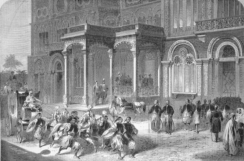 Reception of the Consul General of the North German Confederation by the Vice-Governor of Egypt, 1869, The North German Confederation was the first German federal state, Germany, Historical, digitally restored reproduction of a 19th century original