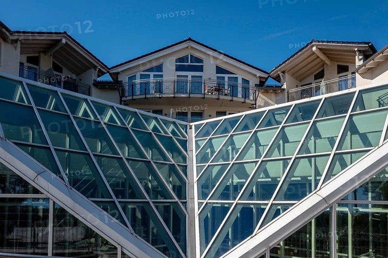 Spa architecture on the Baltic Sea promenade in Binz, Rügen, Mecklenburg-Western Pomerania, Germany