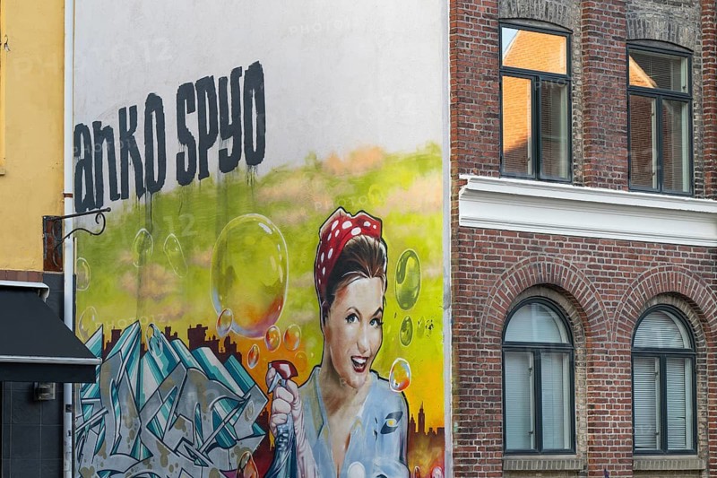 Graffiti on a house wall, Frederiksberg, Copenhagen, Denmark