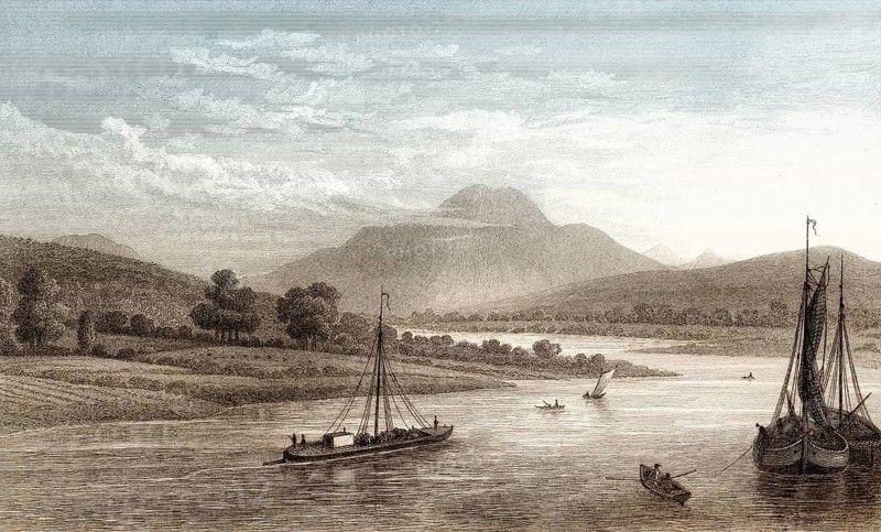 Ben Lomond, from Dumbarton, Edinburgh, Scotland, 19th century, from Modern Athens by Th. H. Shepherd