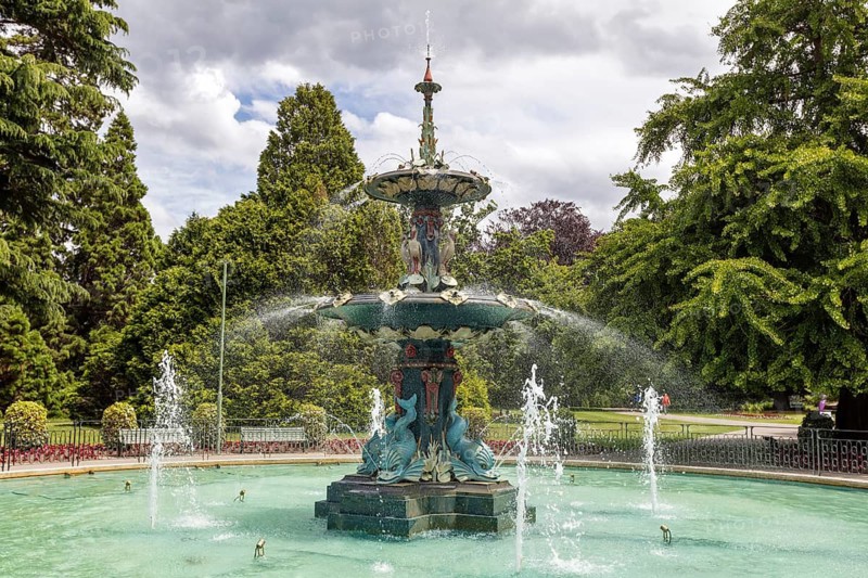 Pfauenbrunnen, Botanische Gärten, Christchurch, Neuseeland