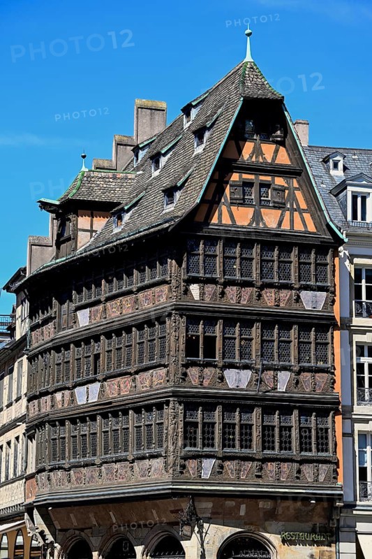 Historic façade of the Maison Kammerzell restaurant, Strasbourg, Département Bas-Rhin, Alsace, France