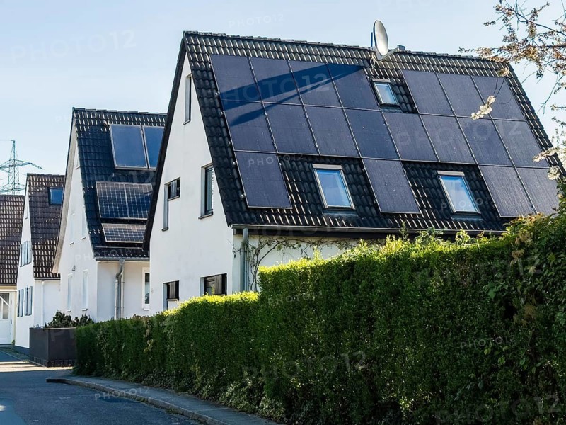 Single-family house with solar system on the roof in Essen, Germany