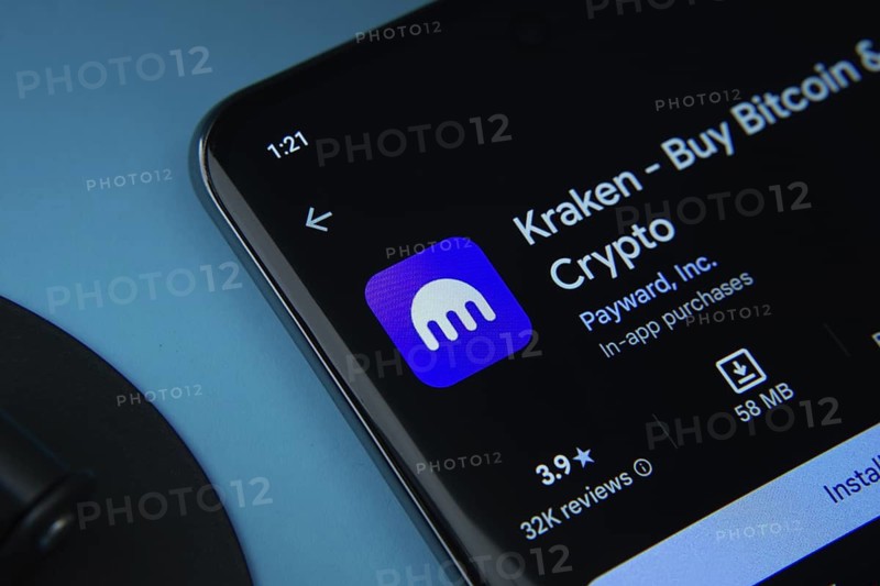 The kraken app from Google Playstore is displayed on a smartphone screen