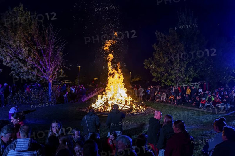 Easter bonfire on the Elbe meadows in Bad Schandau, Bad Schandau, Saxony, Germany