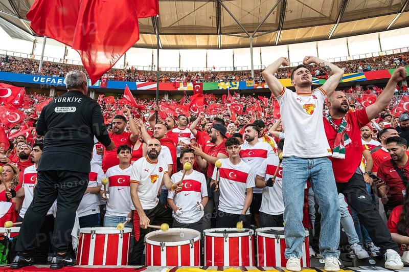 BERLIN, GERMANY - JULY 6, 2024: Euro 2024 quarterfinal match Nederlands vs Turkey (Turkiye) 2:1. Joy supporters of Tourkey.