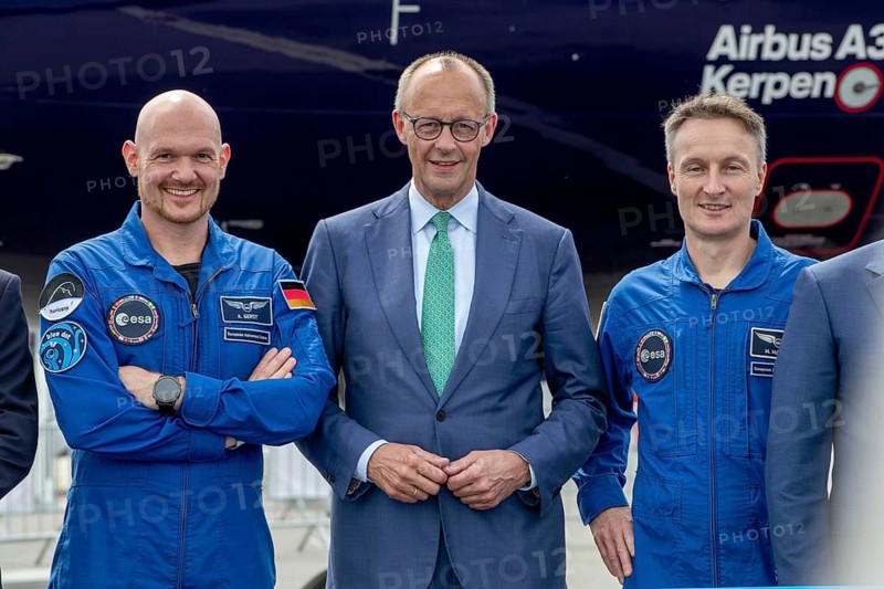 Alexander Gerst (German astronaut), Friedrich Merz and Matthias Maurer (German astronaut) – International Aerospace Exhibition (ILA), Berlin ExpoCenter Airport, Schönefeld, 10 June 2026