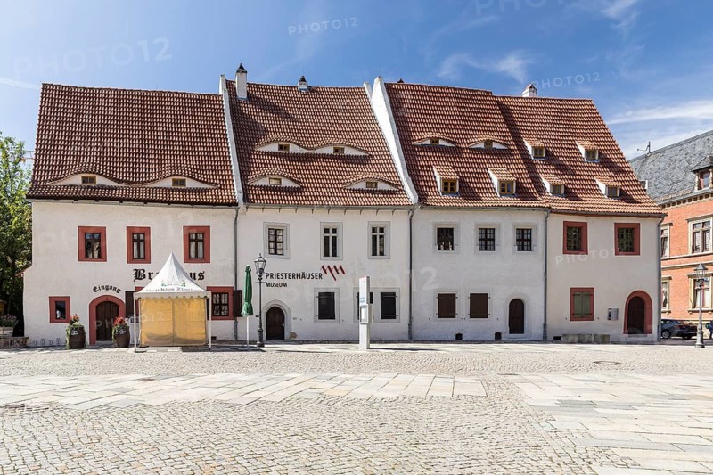 Medieval group of buildings at the cathedral courtyard, the so-called priests' houses, Zwickau, Saxony, Germany