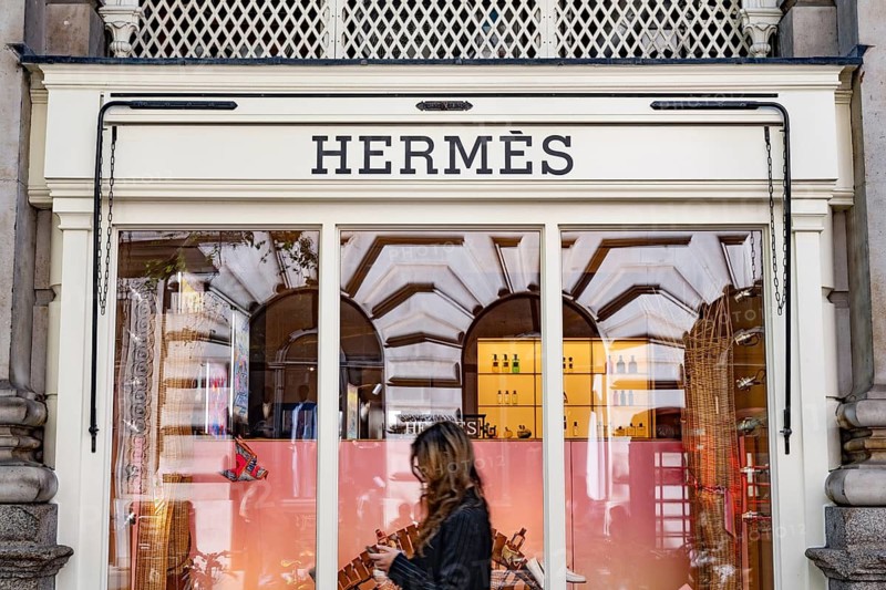 London, United Kingdom. April 8th 2026 Hermes boutique luxury store front, Royal Exchange in central London, the French owned company sells high end fashion and jewellery