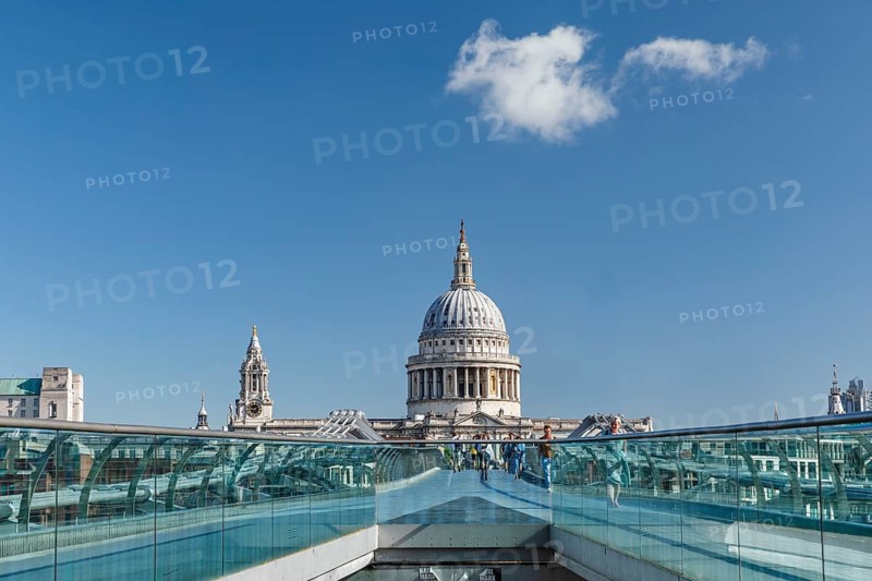 St Paul's Cathedral and Millennium Bridge, London, England, Great Britain
