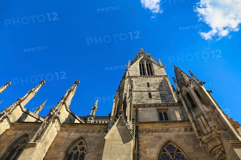 St Mary's Church Reutlingen, sacred building built from 1247 to 1343, cultural monument, Gothic church, Reformation church, Protestant church, place of worship, Christian architecture, main tower, church tower, restored in neo-Gothic style, Reutlingen, Baden-Württemberg, Germany