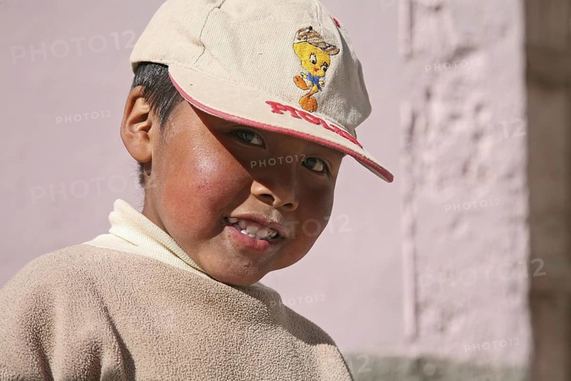 Close-up of local boy in San Antonio de los Cobres, Salta Province, Argentina