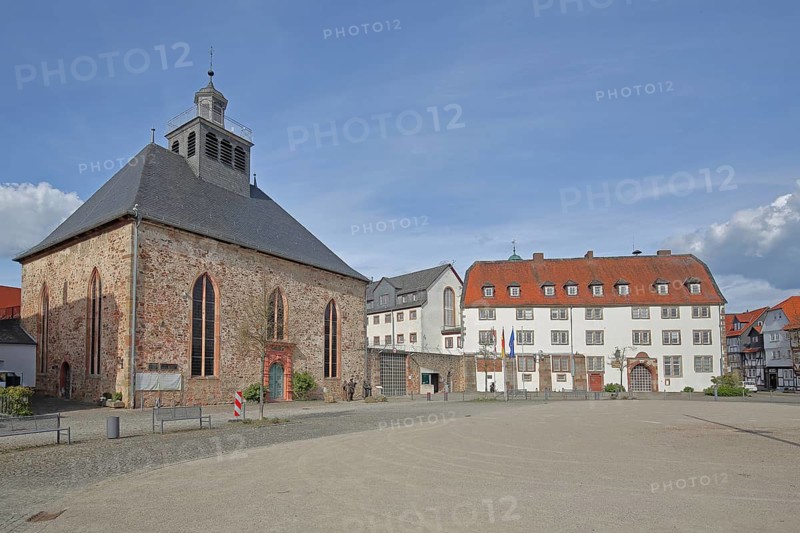 Baroque castle church built in 1667, former water fortress and now correctional facility, Paradeplatz, goat grove, Schwalmstadt, Hesse, Germany