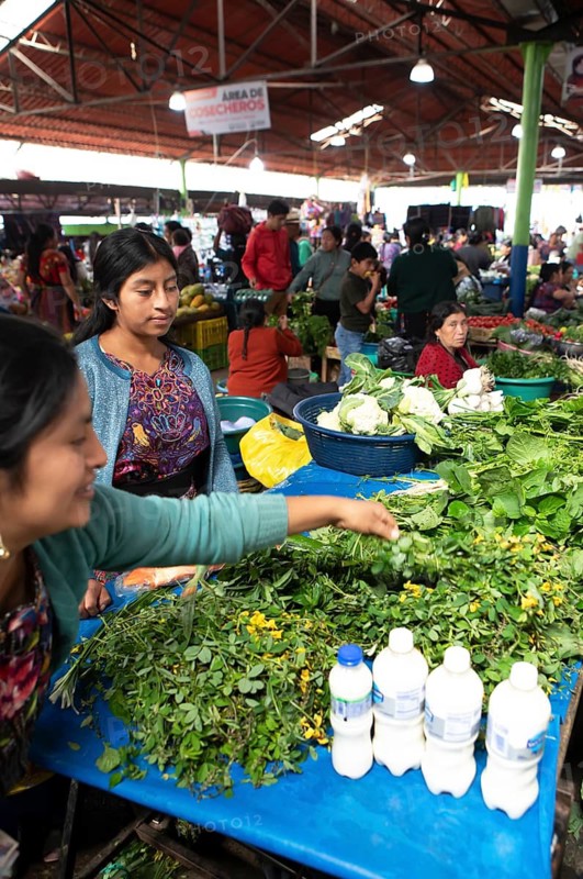 Mayan woman wearing traditional clothes at the market in Sololá, Highlands, Sololá Department, Guatemala