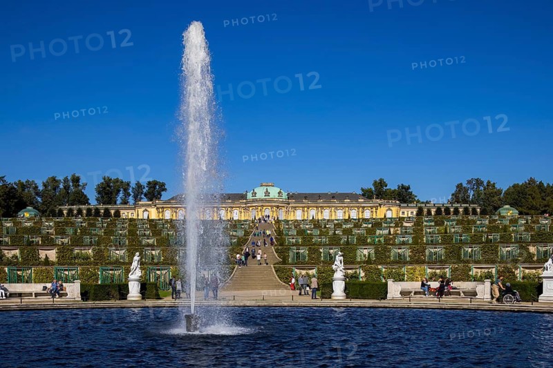 Sanssouci Palace, Royal Summer Palace with 18th century furniture and famous vineyard terraces