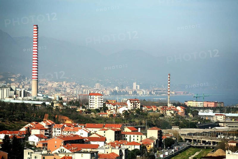Genoa, Ligurian harbour city, industrial smog, Italy