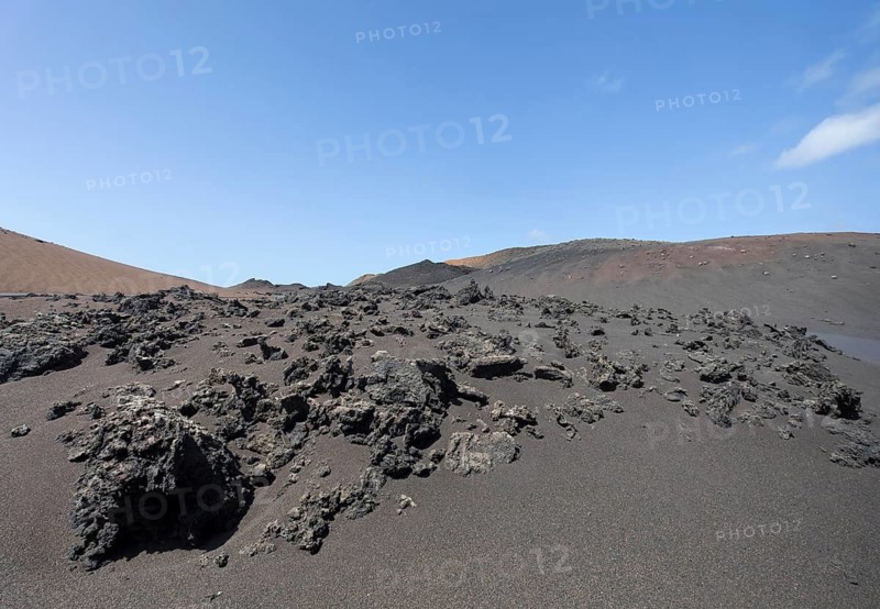 Volcanic landscape in Timanfaya National Park, Lanzarote, Canary Islands, Spain