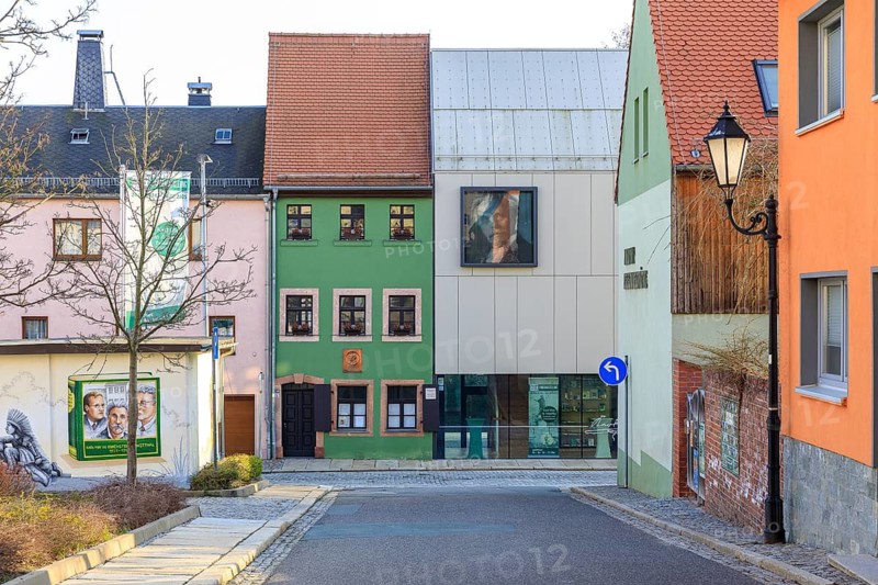 Karl May House, exterior view of the museum with new depot and Karl May's birthplace, Hohenstein-Ernstthal, Saxony, Germany