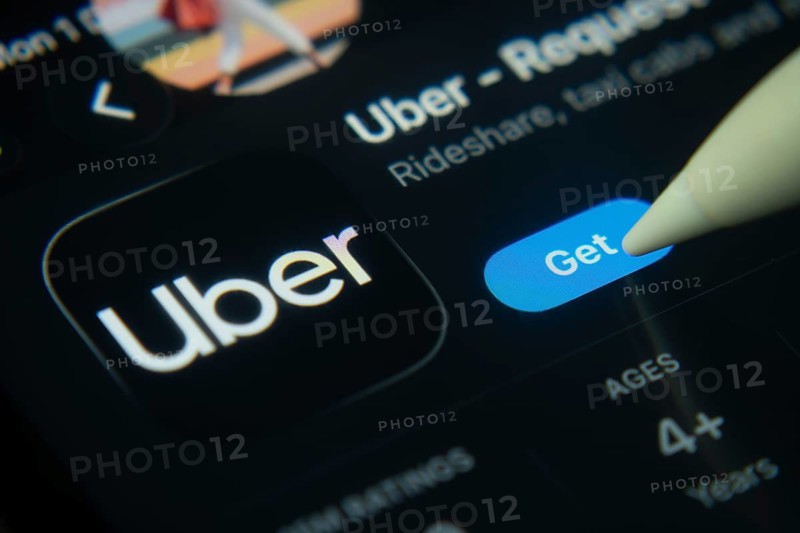 Dhaka, Bangladesh- 01 Dec 2025: A close-up of the Uber app icon in the App Store on an iPad screen