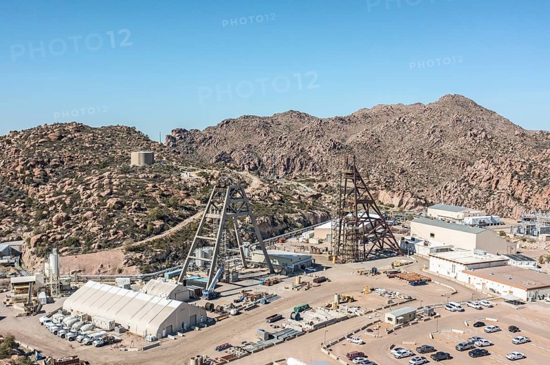 Superior, Arizona - Headframes on the site of Resolution Copper's proposed underground copper mine. Members of the San Carlos Apache tribe oppose the mine, saying it would destroy Oak Flat, land that has been sacred to them for thousands of years