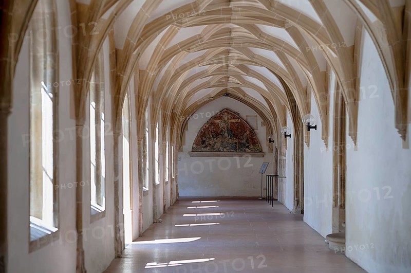 Interior view, cloister, Blaubeuren Abbey, Swabian Jura, Baden-Württemberg, Germany