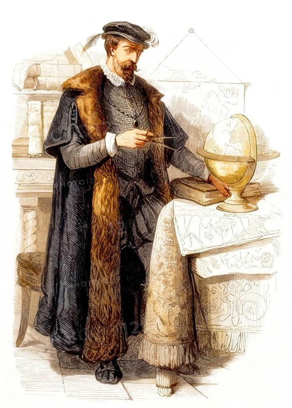Abraham Ortelius, 1527 – 1598, Flemish scholar, cartographer, geographer and cosmographer, digitally edited based on a historical illustration