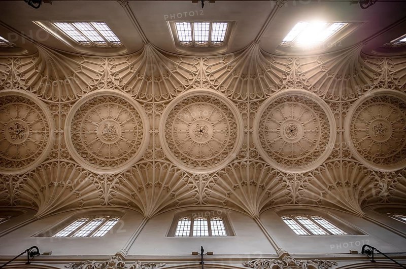 Interior view of church ceiling, stucco ceiling, stucco relief, St Mary Aldermary Church, City of London, London, England, Great Britain, Great Britain