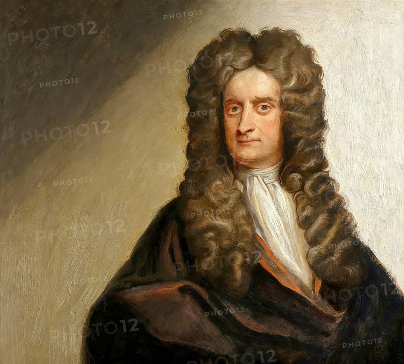 Sir Isaac Newton, 1642-1726, English physicist and mathematician, digitally edited based on a historical illustration